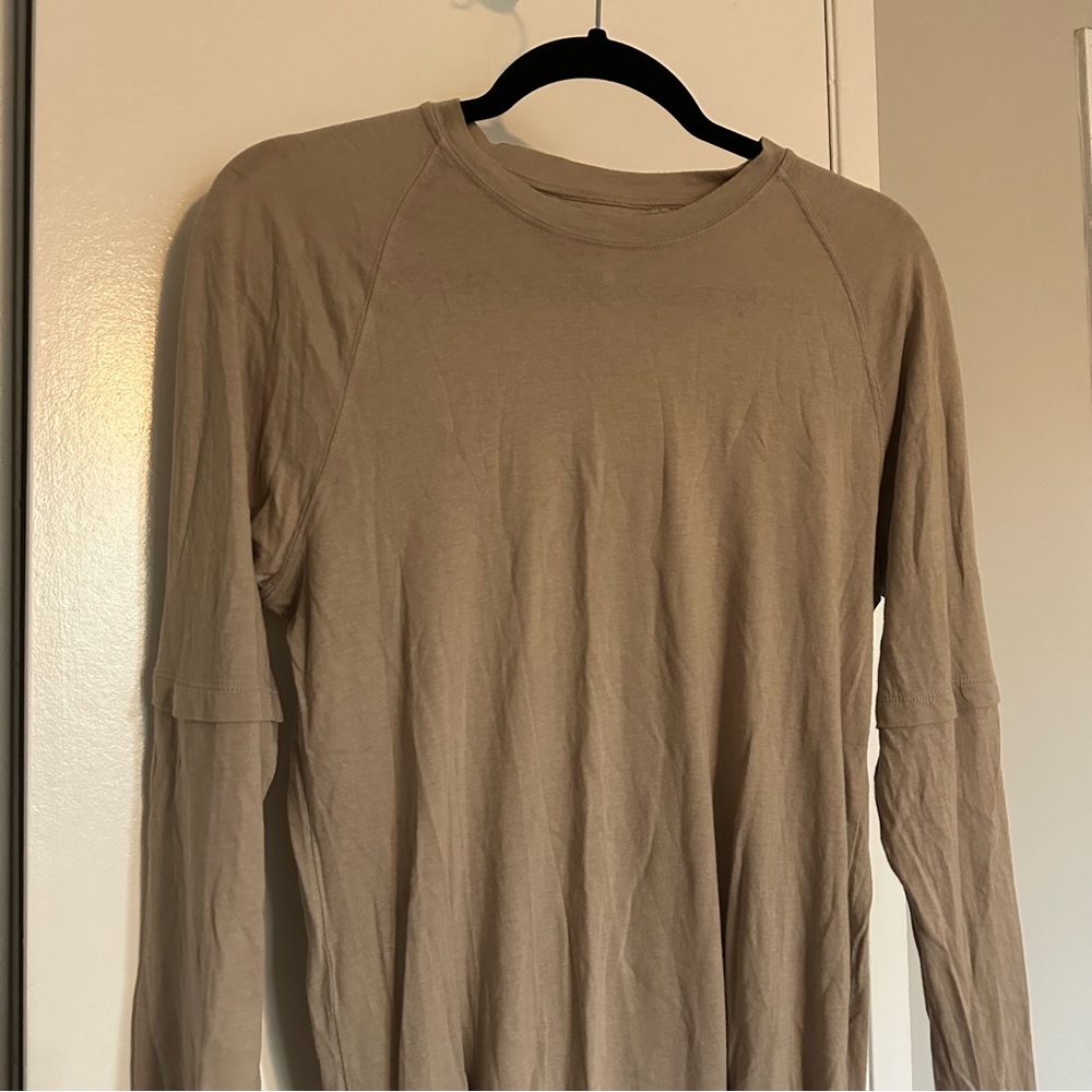 HELMUT LANG Men’s Long Sleeve Tee - Tan - Size Small - Picture 3 of 4